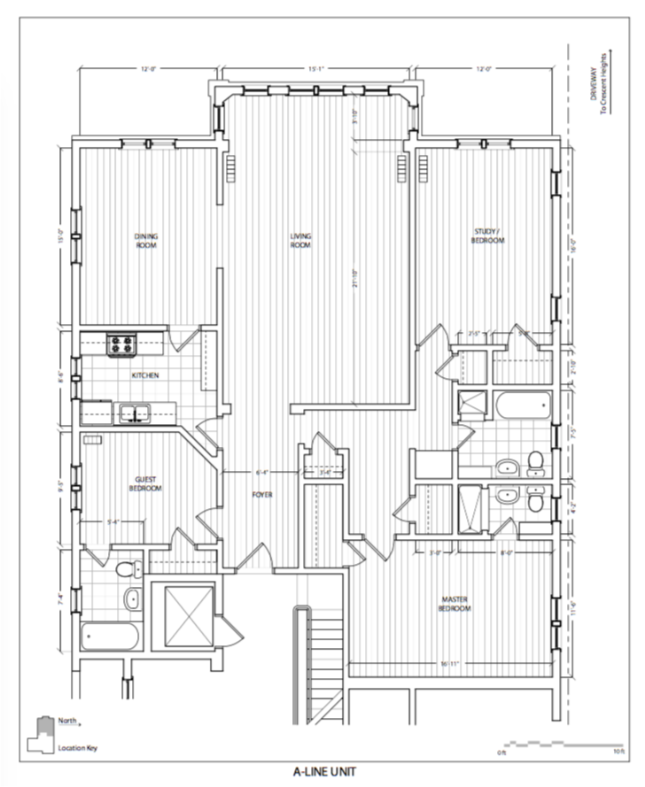 3 Bedroom A Line Floor Plan